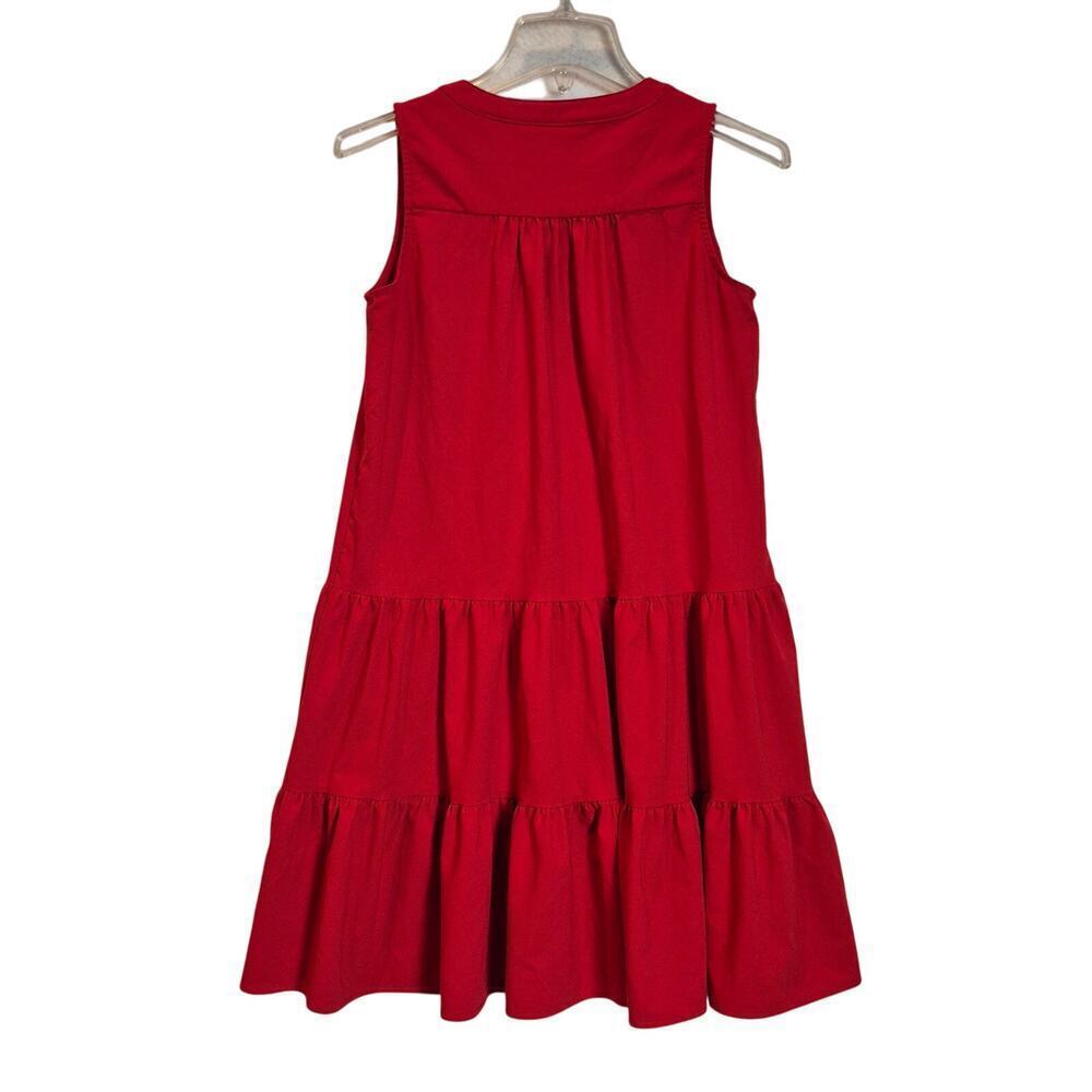 TUCKERNUCK Pomander Place Kensie Crepe Dress Women XS Red Swing Mini V Neck Tier - Picture 2 of 7